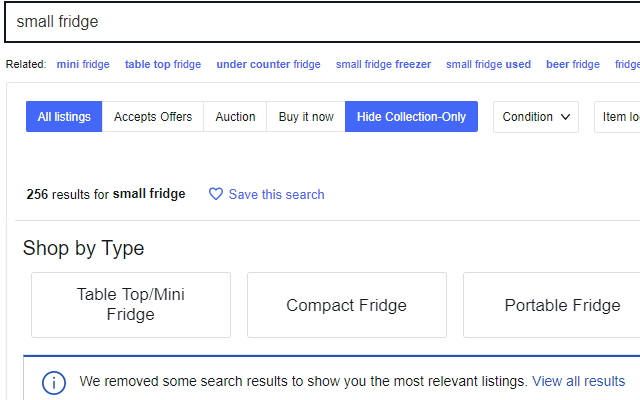 Hide Collection-Only Button for eBay chrome extension