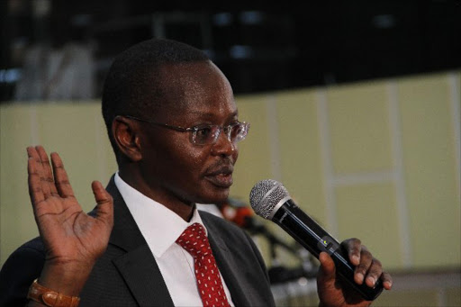 it will get better: Inspector General of Police Joseph Boinnet addresses senior and junior police officers at KICC yesterday. He said pay and conditions would improve.