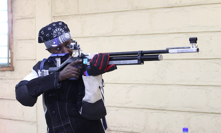 Pauline Munyi in a past air rifle competition