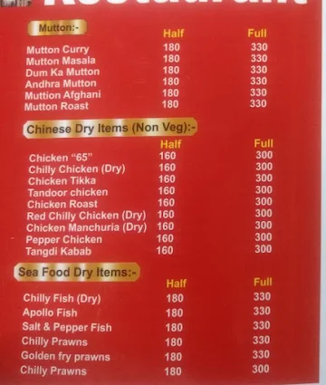 Hyderabad Restaurant menu 