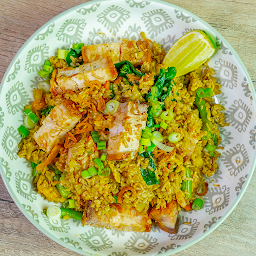 [Keto] Curry Fried Rice-Crispy Pork