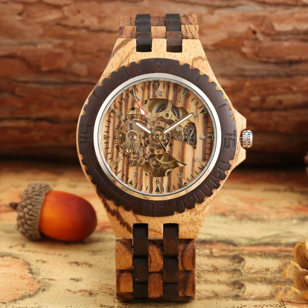 Title 1, Automatisch mechanisch houten horloge met vijf ...