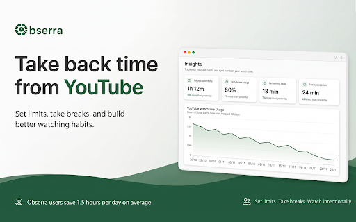 Obserra - YouTube Time Limit & Insights screenshot 1