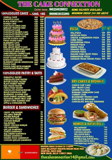 The Cake Connextion menu 