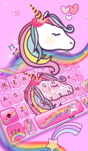 Cute Pink Unicorn Keyboard--Feeds,Stickers,Themes