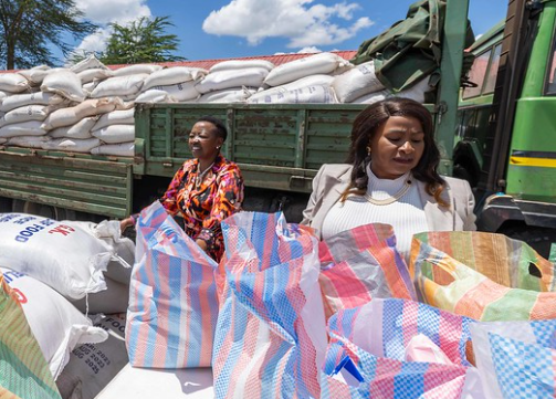 First Lady Mama Rachel Ruto and Machakos Governor Wavinya Ndeti in Athi River on April 30, 2024.