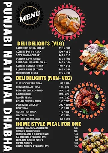 Punjabi National Dhaba menu 