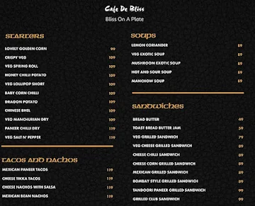 Cafe De Bliss menu 