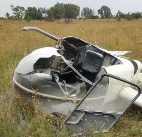 A helicopter that crashed near Swartkoppies Road in Brackendowns‚ south of Johannesburg.