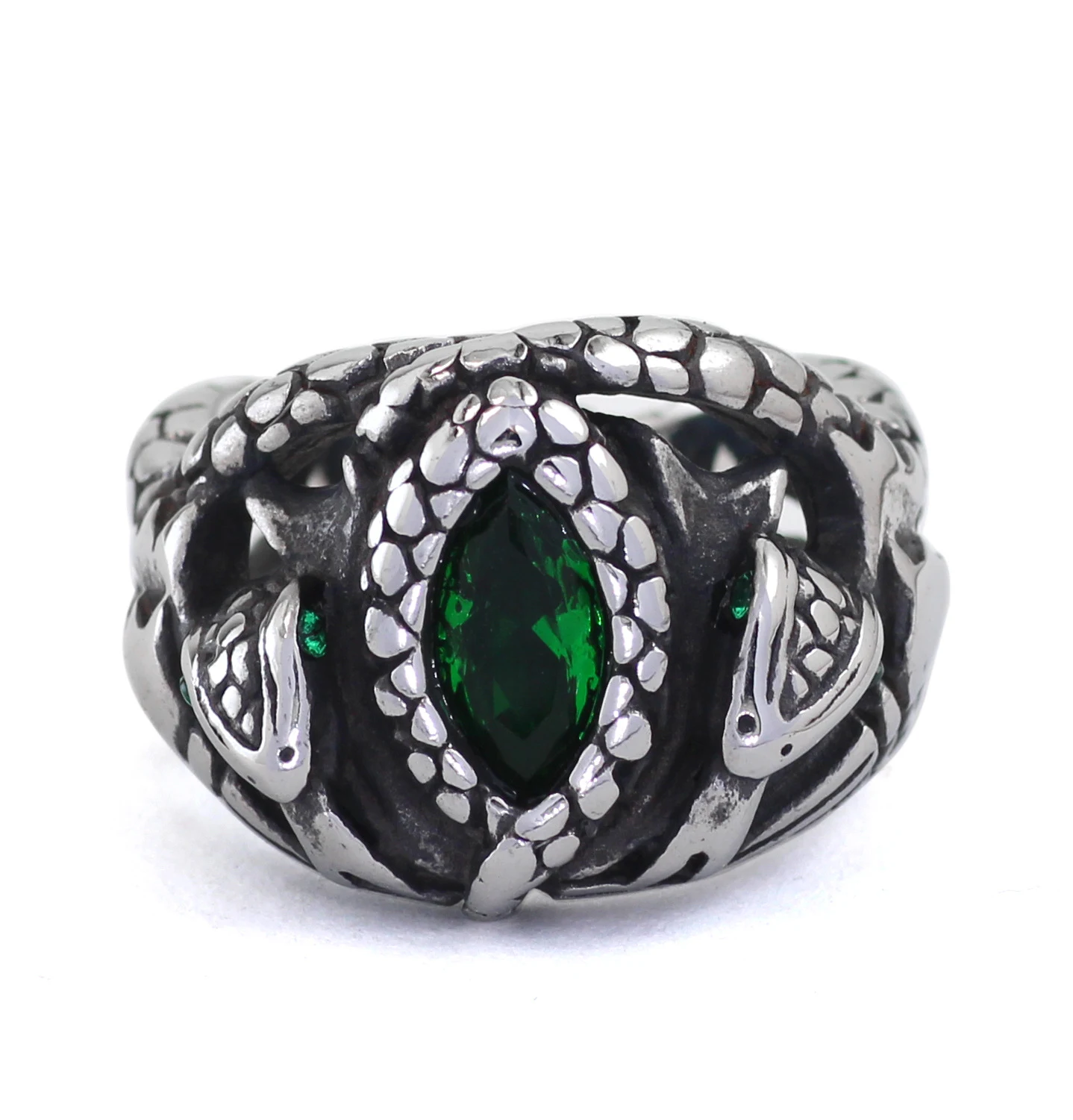 Title 9, Nieuwe Punk Ring van Roestvrij Staal met Jade –...