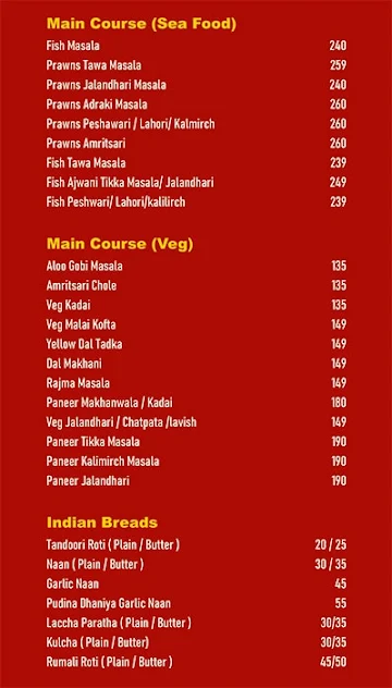 Sai Ram menu 