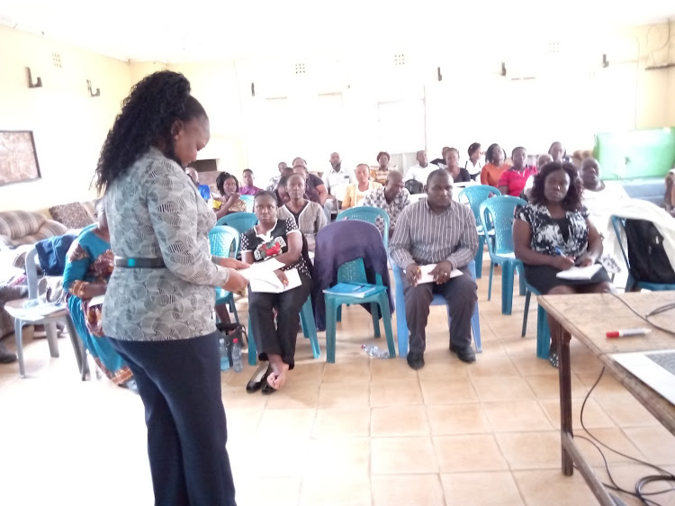 National directorate of Children Services official Jane Munuhe addressing managers of children homes and orphanages in Kakamega town. She was taking them through the provisions of the New Children Act, 2022 and the provision of the National Care Reform Strategy as government lays out plans to close all children homes and orphanages in 10 years.