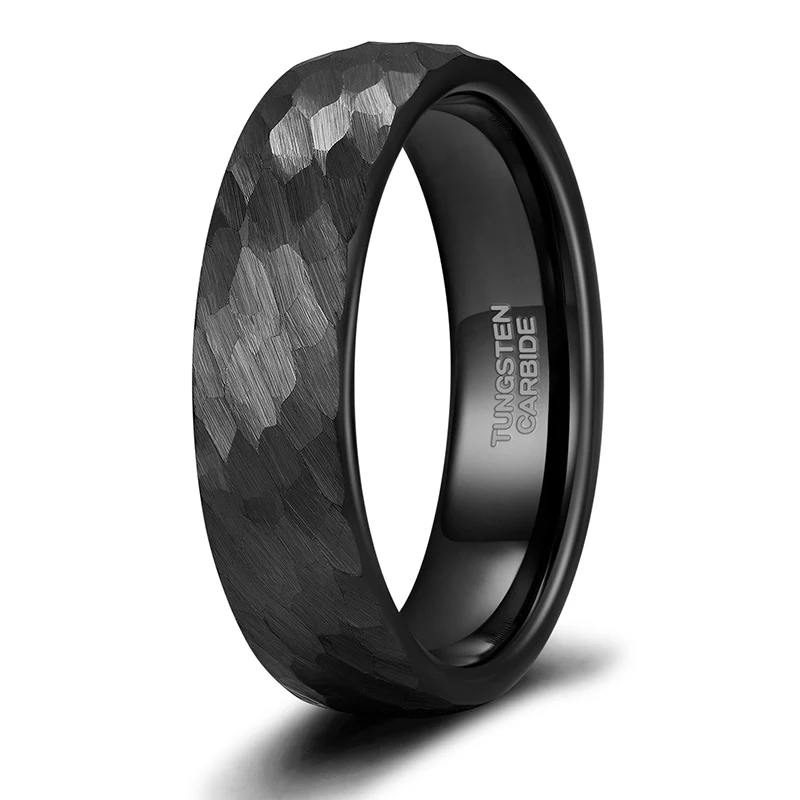 Title 11, Bague en tungstène pour homme avec motif martel...