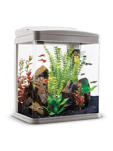 Desktop Mini LED Fish Tank with Mute Pump Glass Aquarium Living Aquaponics Fish Tan Rain Water Curtain Fish Container