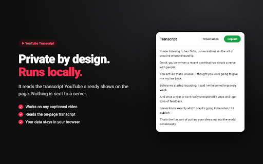 YouTube Transcript — One-Click Copy screenshot 3