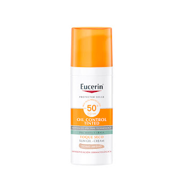 Protector Solar Eucerin Fps+50 Oil Control Tinted Toque Seco Tono Medio x 50 ml  