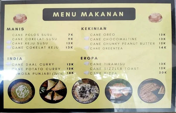 Cane Center menu 