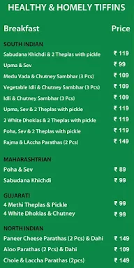 Homely Daily Tiffins menu 1