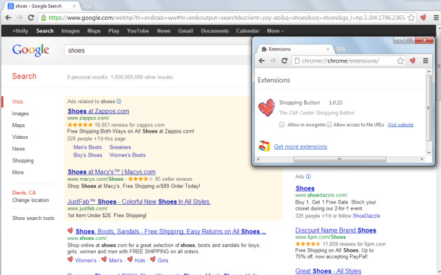 Shopping Button chrome extension