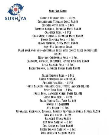 Sushiya menu 