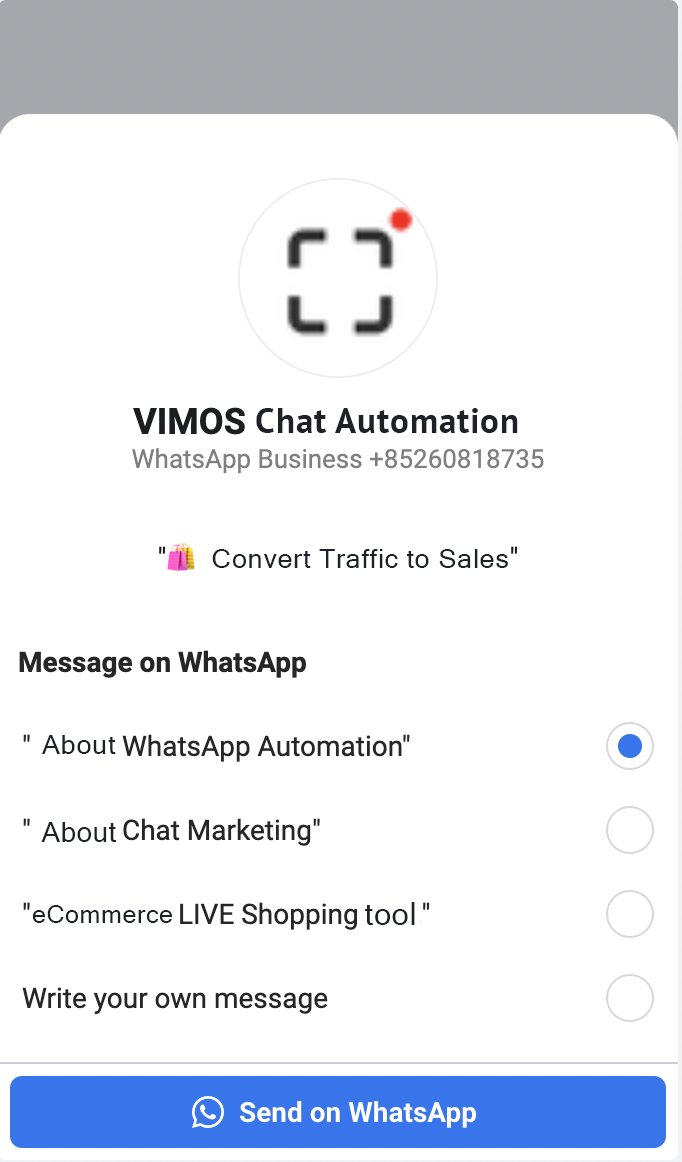 Connect facebook ads to instant messengers via VIMOS