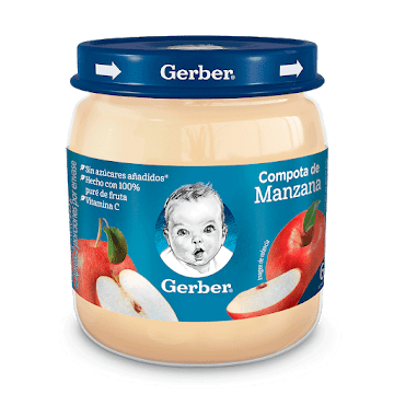 Compota Gerber Puré De Manzana Sin Azúcar Frasco x 113 gr  