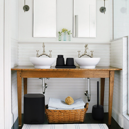 Title 3, Five-piece bathroom set includes a trash can, s...