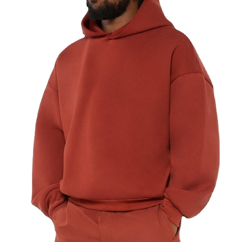 Moletom masculino com capuz, forrado com fleece, casual, cor sólida, pulôver, ideal para conforto e aquecimento no dia a dia.