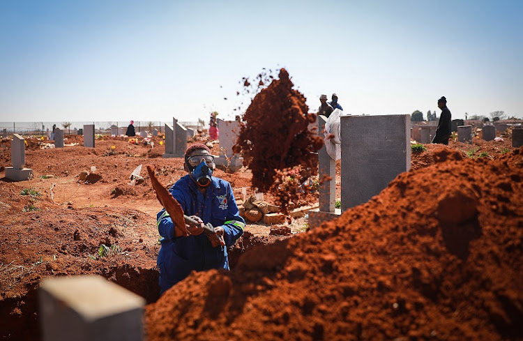 Nomtu Magalela is the only female grave digger in her team of four at Cambrian Cemetery in Boksburg, Ekurhuleni.