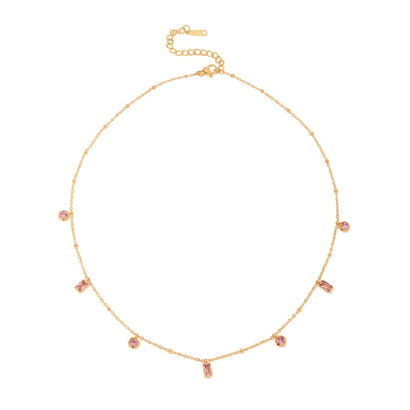 Collier à pampilles en zircon raffiné Style vacances Chaîne de clavicule française avancée. Élégance et raffinement pour toutes occasions.
