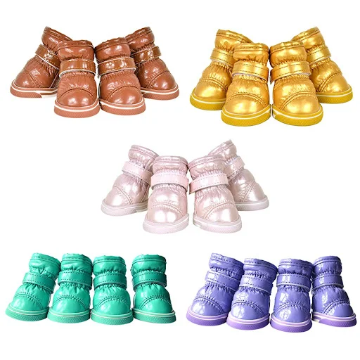 New 4Pcs/Sets Waterproof Winter Dog Shoes For Small Dogs Warm Fleece Puppy Pet Shoes Dog Snow Boots Chihuahua Yorkie Ted