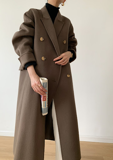 Title 5, Elegant Vintage Mid Length Suit Collar Double B...