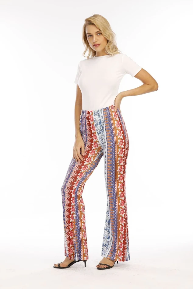 Pantalones Bootleg Retro Estampados para Mujer Ajustados Comodidad y Estilo Vintage Perfectos para Cualquier Ocasión Disfruta de un Look Moderno con un Toque Clásico