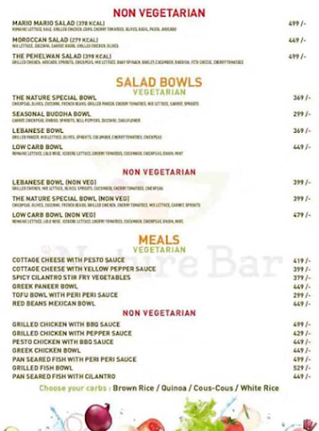 The Nature Bar menu 