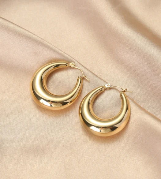 Boucles d'oreilles en acier inoxydable plaqué or 18K sous vide, hypoallergéniques, durables et élégantes, parfaites pour un usage quotidien.