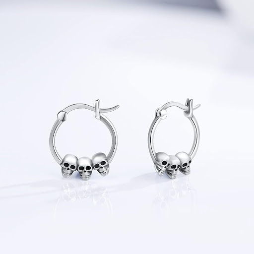 Title 2, Halloween Retro Skull Ear Clips Earrings. Vinta...
