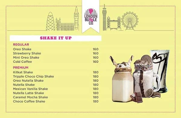 London Bubble Co menu 