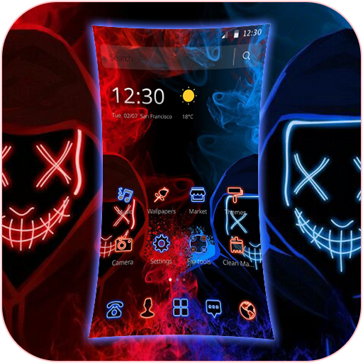Blue Red Fire Led Mask Anonymous Theme
