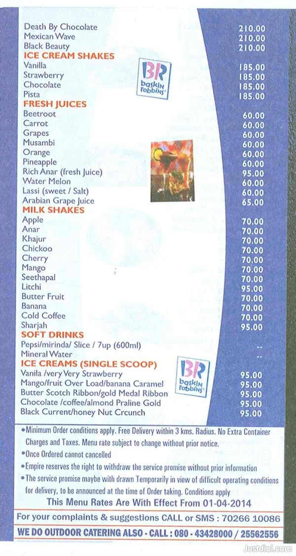 Empire Restaurant menu 