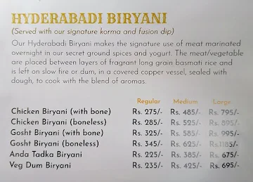 Biryani Batees menu 