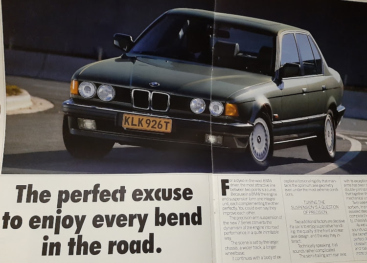 The E32 starred in the famous 'beat the bends' ad. Yes, those wheels were definitely Photoshopped.