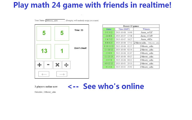 4 Numbers game Live! chrome extension