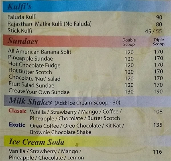 Kadimi's menu 