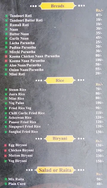 Maharaja Tandoor Restaurant menu 