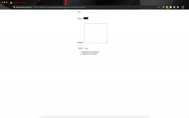 Environment warning chrome extension