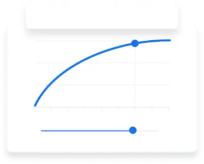 Ilustración de un gráfico lineal que muestra el alcance de los anuncios con estadísticas de inversión en públicos