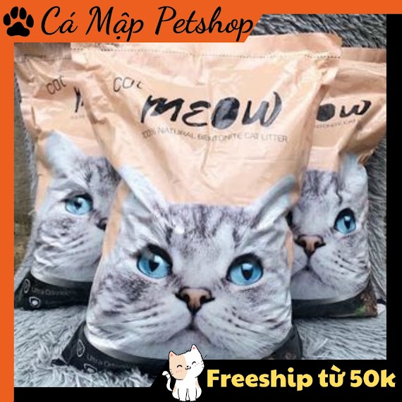 [Mã Pet20K Giảm 20K Đơn 250K] Cát Vệ Sinh Cho Mèo Meow Cat Cát Vệ Sinh Cho Mèo Khử Mùi, Thấm Hút Túi 8L Nặng 3.7Kg