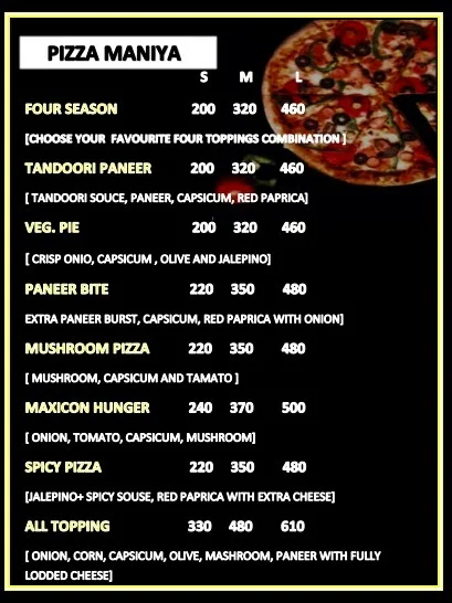 Kaku Pizza menu 