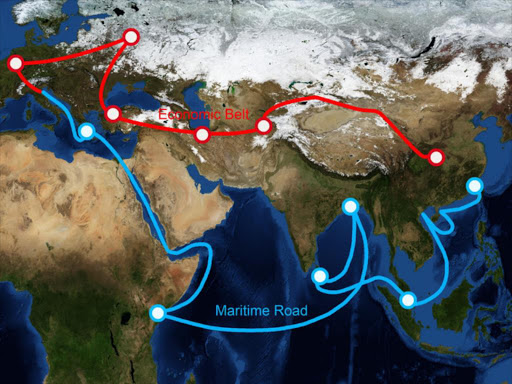 China’s proposed one belt, one road route map. /COURTESY