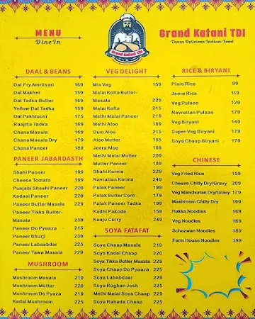 Katani Dhaba Tdi menu 